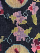 Vintage Black Floral Romanian Wool Rug, 221x142 cm, view 9