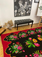 Vintage Blue Floral Romanian Wool Rug, 294x180 cm, view 10