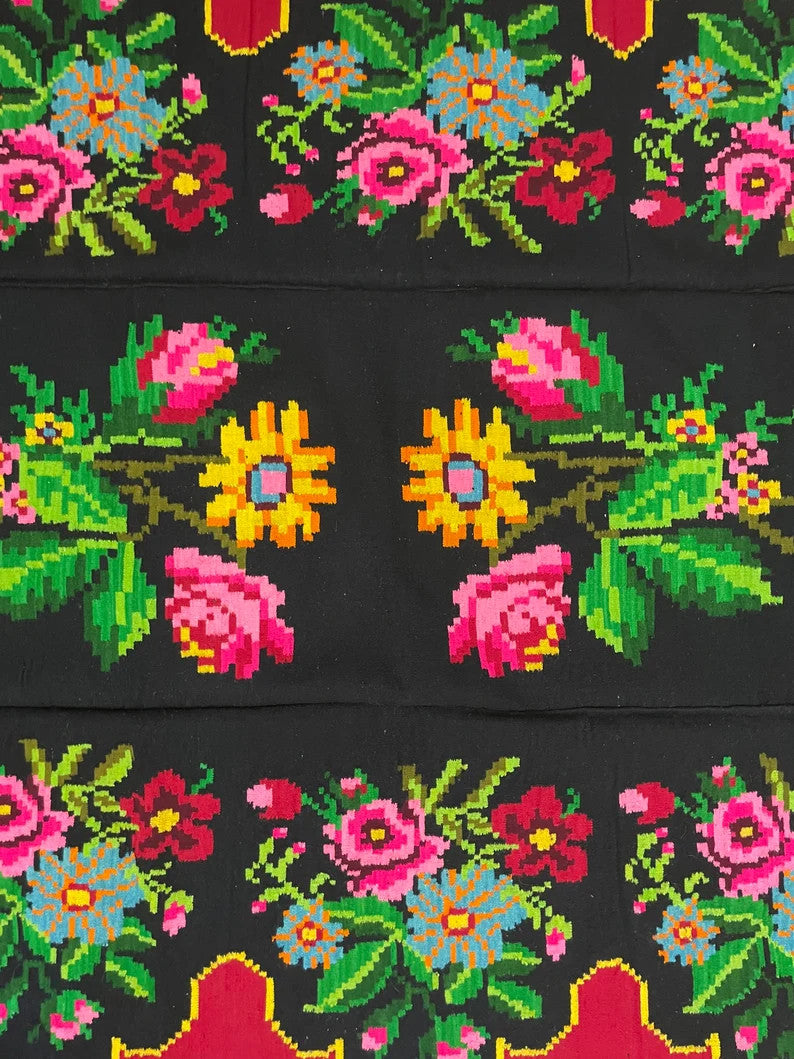 Vintage Blue Floral Romanian Wool Rug, 294x180 cm, view 6