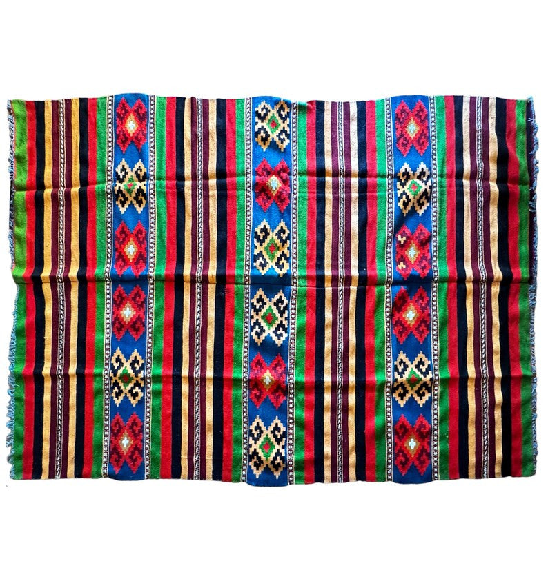 Vintage Striped Romanian Wool Rug, 230x160 cm