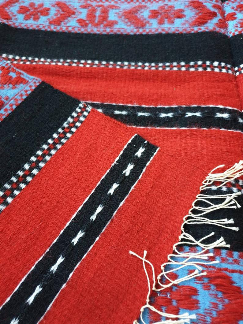 Vintage Red Striped Romanian Wool Rug, 230x160 cm, view 4