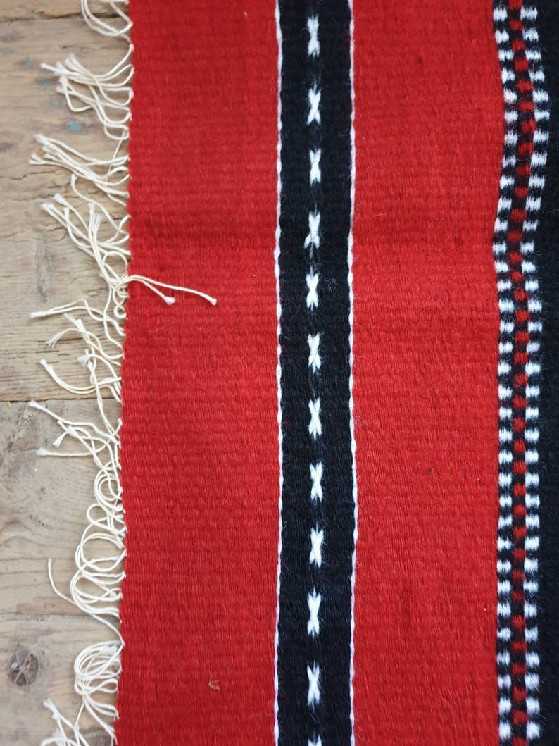 Vintage Red Striped Romanian Wool Rug, 230x160 cm, view 8