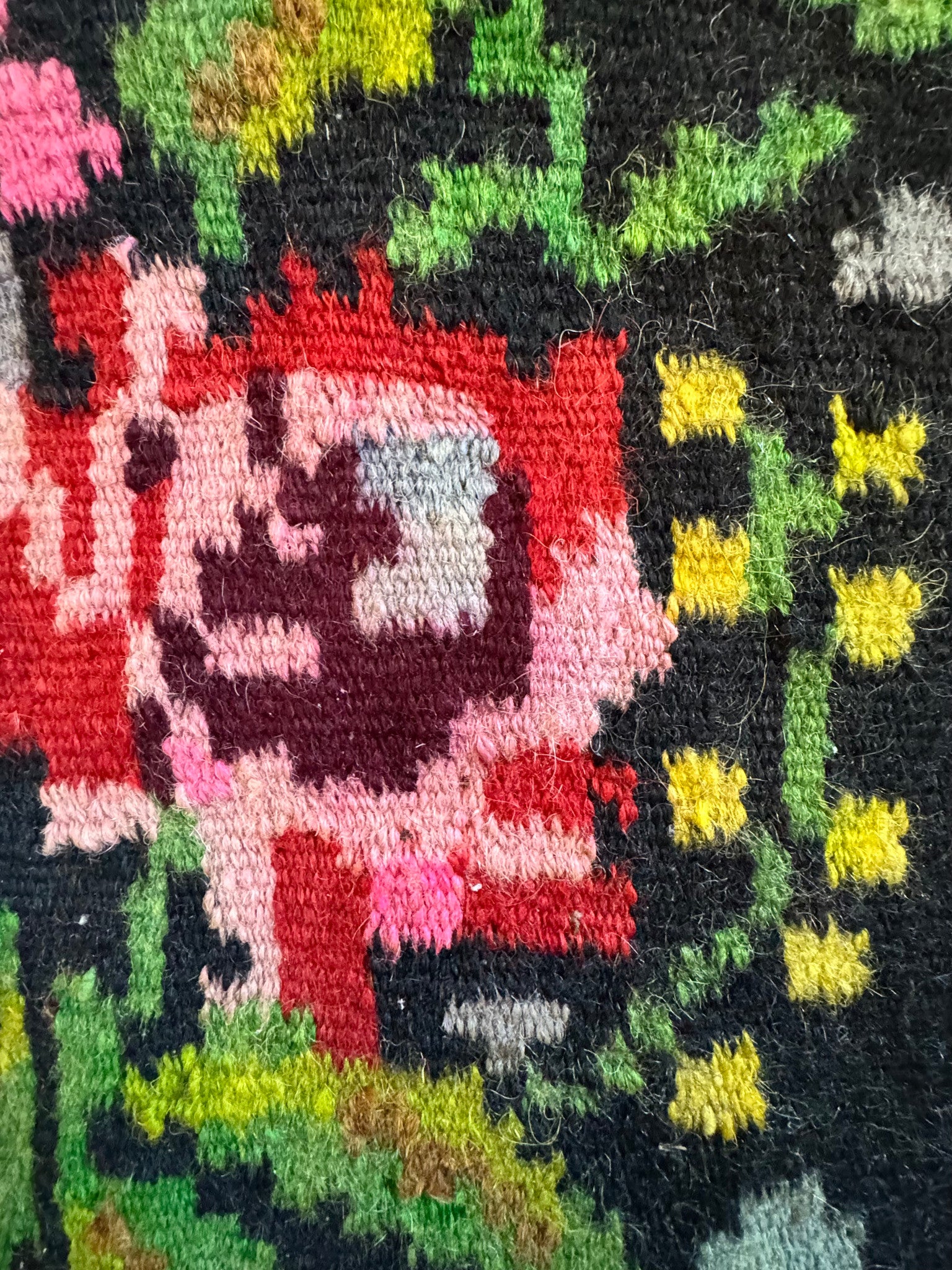 Vintage Black Floral Romanian Wool Runner Rug, 273x78 cm, view 7