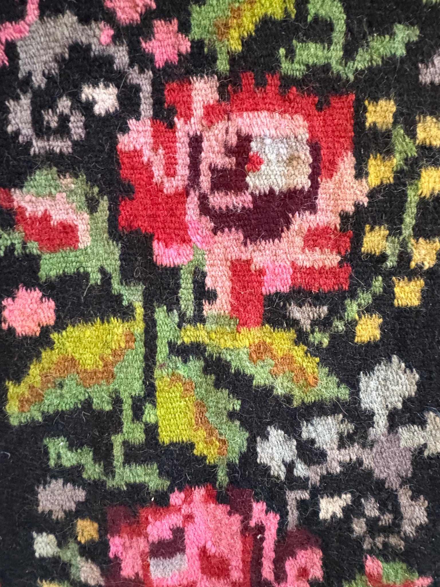 Vintage Black Floral Romanian Wool Runner Rug, 273x78 cm, view 8