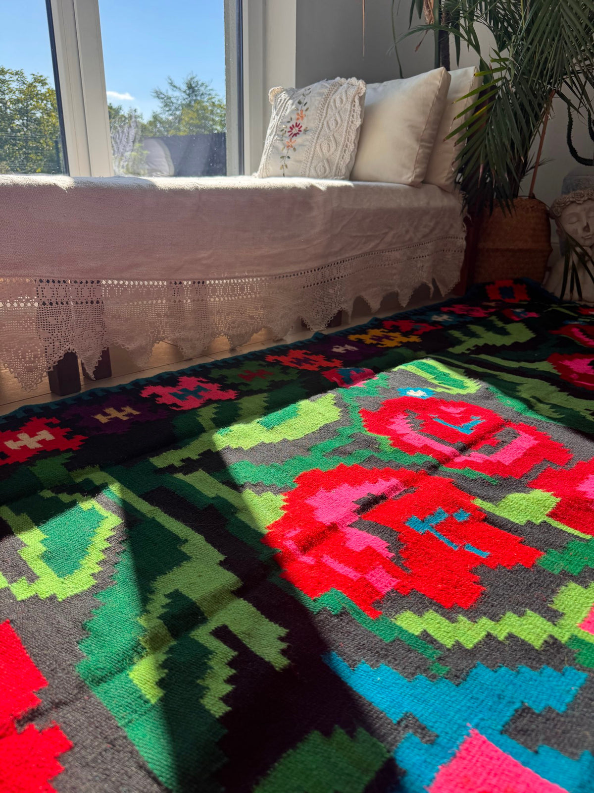Vintage Black Floral Romanian Wool Runner Rug, 263x115 cm, view 11