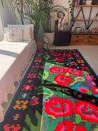 Vintage Black Floral Romanian Wool Runner Rug, 263x115 cm, view 4