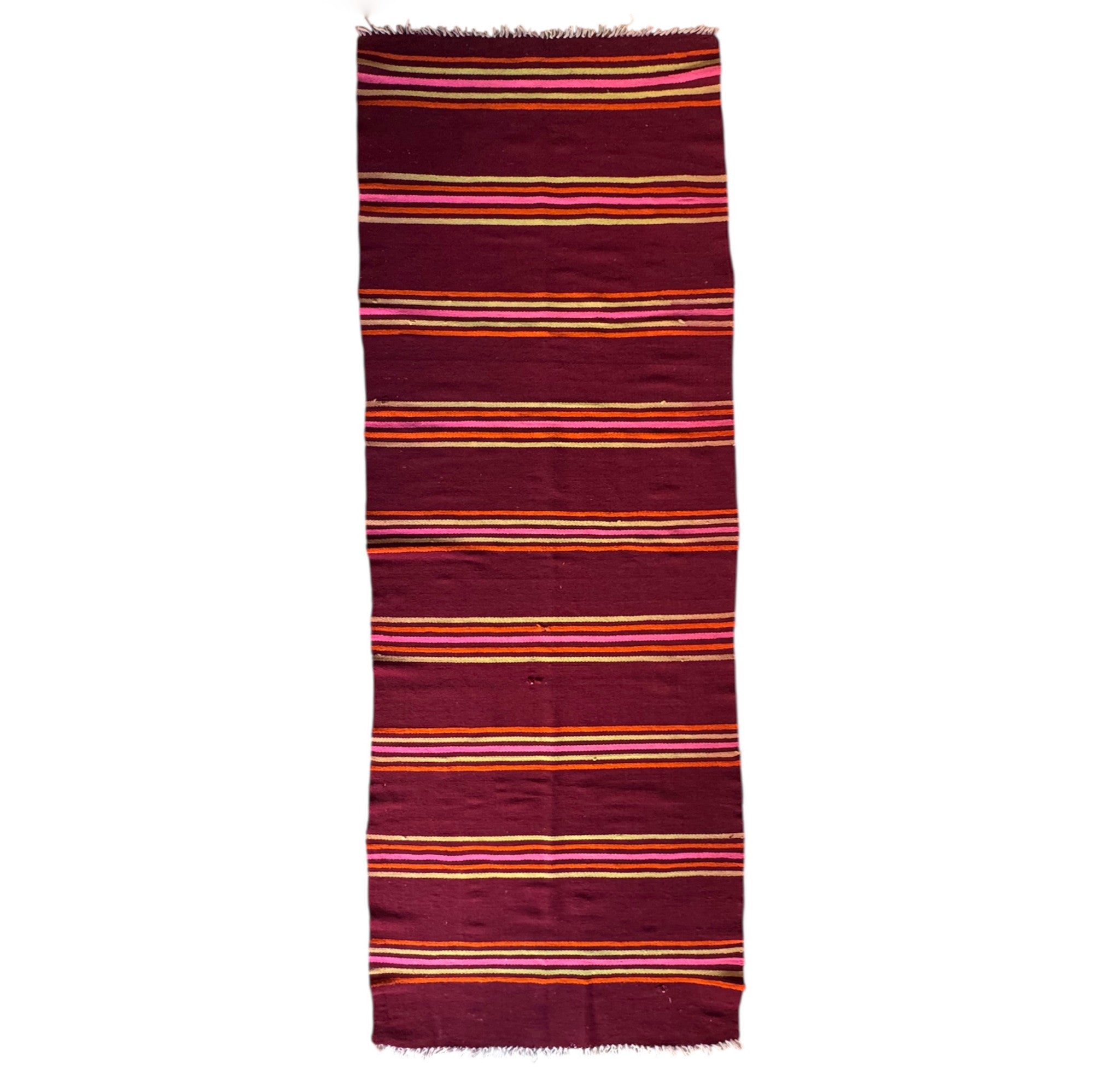 Vintage Striped Romanian Wool Runner Rug, 240x72 cm