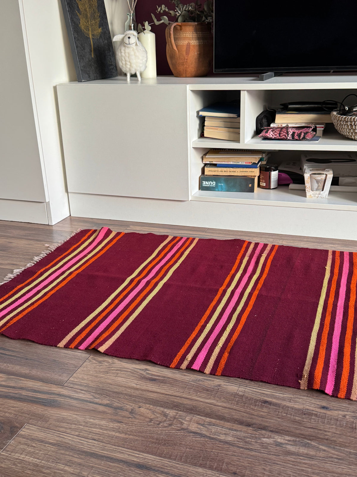 Vintage Striped Romanian Wool Runner Rug, 240x72 cm, view 2