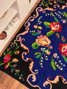 Vintage Blue Floral Transylvanian Wool Rug, 200x145 cm, view 2