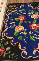 Vintage Blue Floral Transylvanian Wool Rug, 200x145 cm, view 9
