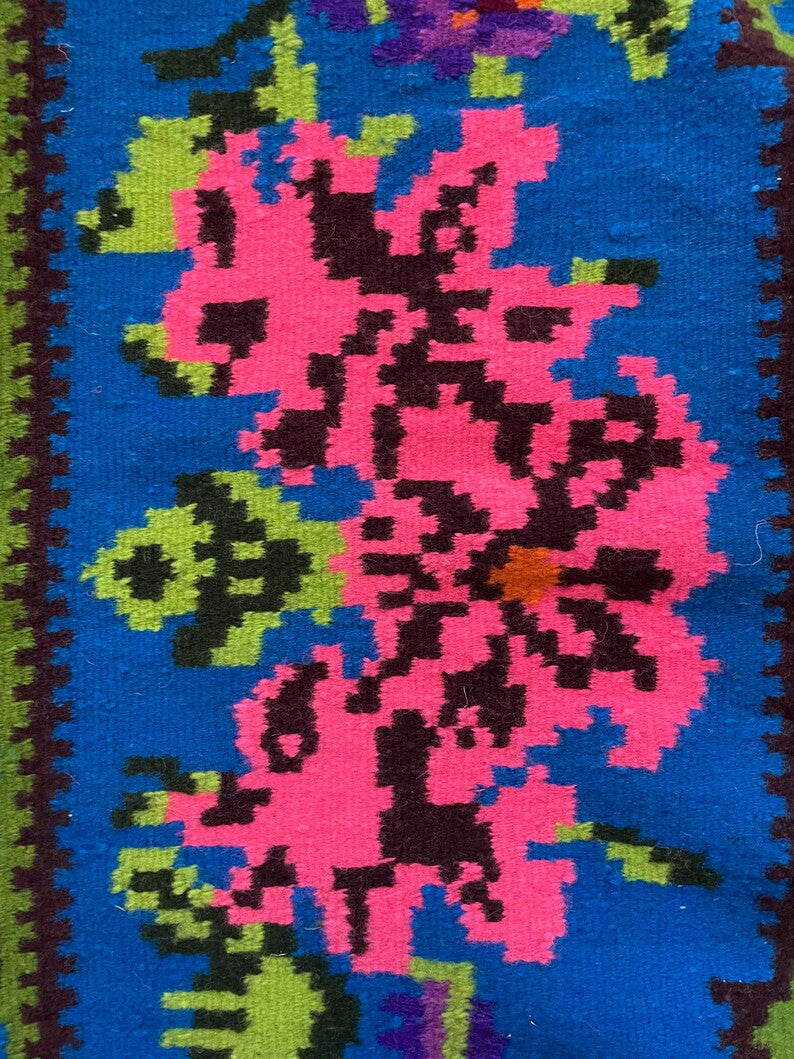 Vintage Salmon Floral Transylvanian Wool Rug, 215x152 cm, view 6