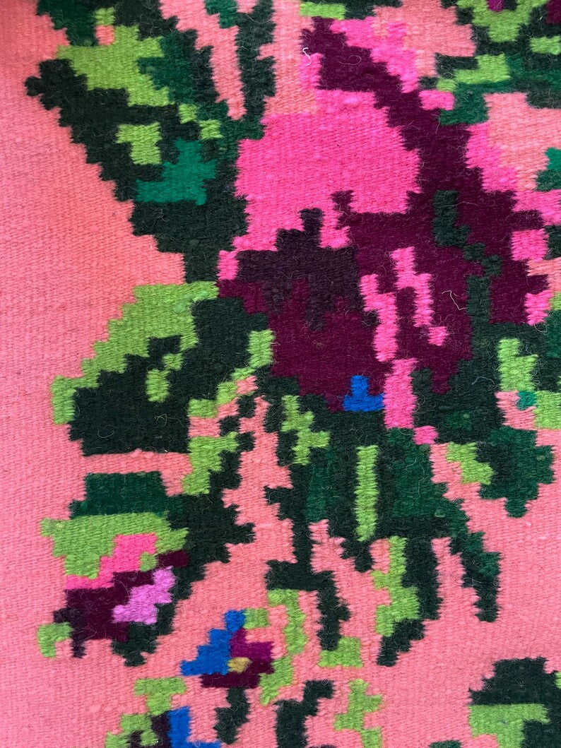 Vintage Salmon Floral Transylvanian Wool Rug, 215x152 cm, view 7