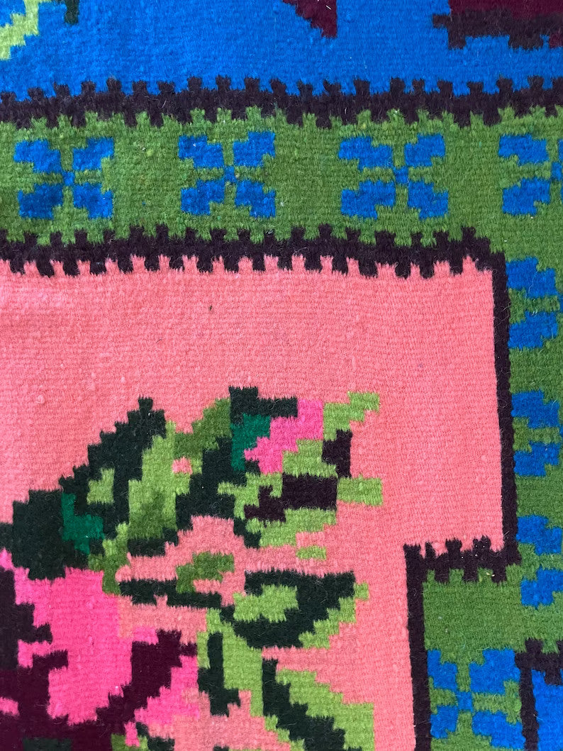 Vintage Salmon Floral Transylvanian Wool Rug, 215x152 cm, view 9