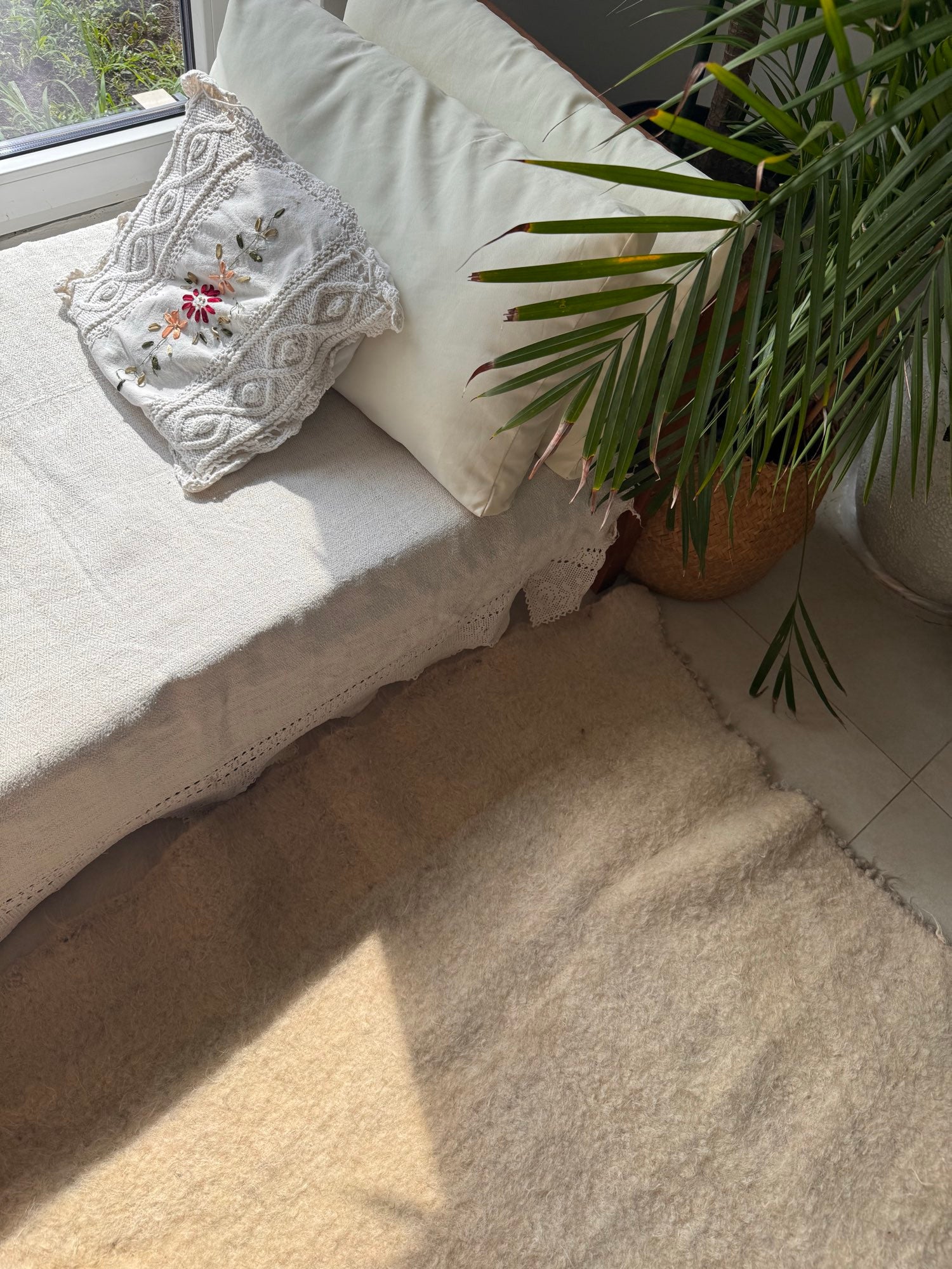 Vintage White Bistrița Wool Rug, 205x175 cm, view 11