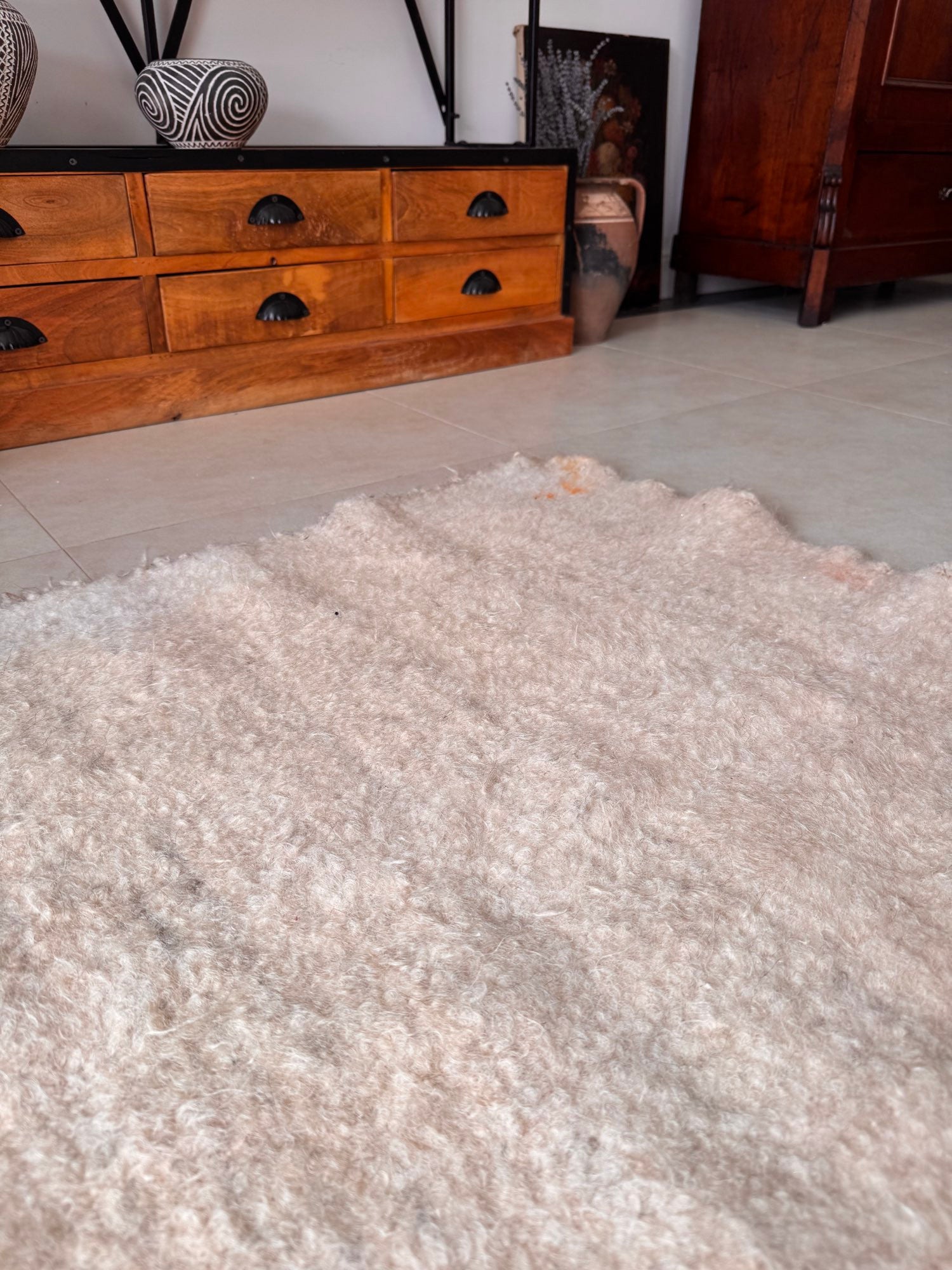 Vintage White Bistrița Wool Rug, 205x175 cm, view 13