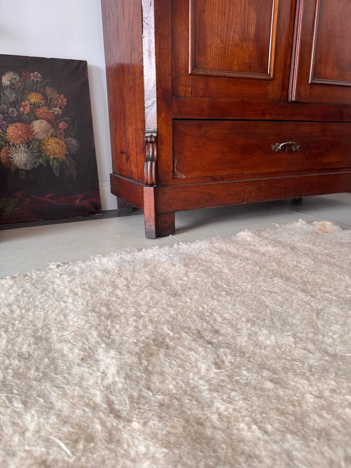 Vintage White Bistrița Wool Rug, 205x175 cm, view 5