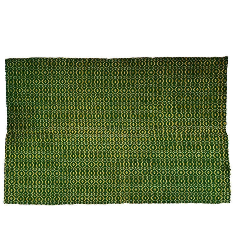 Vintage Green Geometric Romanian Wool Rug, 208x128 cm