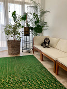 Vintage Green Geometric Romanian Wool Rug, 208x128 cm, view 2