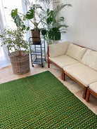Vintage Green Geometric Romanian Wool Rug, 208x128 cm, view 3