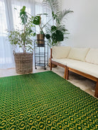 Vintage Green Geometric Romanian Wool Rug, 208x128 cm, view 5