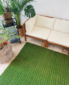 Vintage Green Geometric Romanian Wool Rug, 208x128 cm, view 7