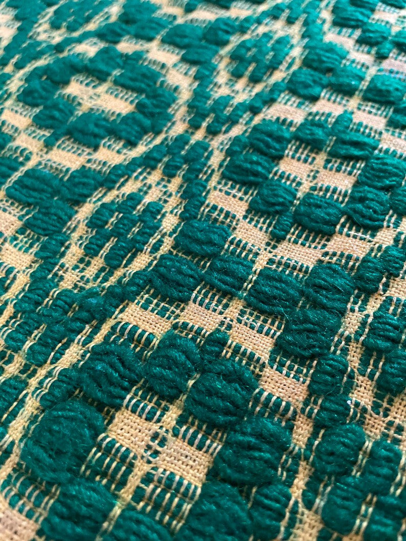 Vintage Green Geometric Romanian Wool Rug, 208x128 cm, view 9