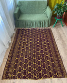 Handwoven Brown Romanian Wool Rug, 204x146 cm, view 3