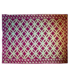 Vintage Green Geometric Romanian Wool Rug, 290x180 cm
