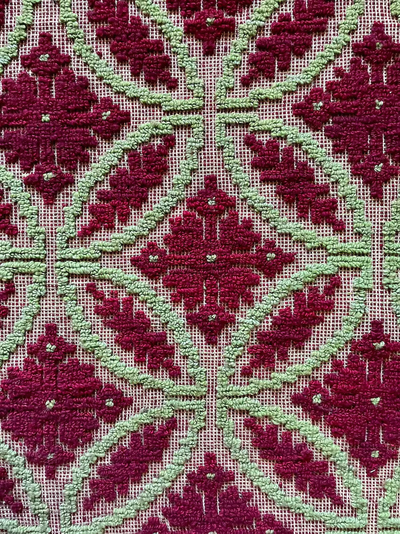 Vintage Green Geometric Romanian Wool Rug, 290x180 cm, view 10