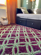 Vintage Green Geometric Romanian Wool Rug, 290x180 cm, view 2