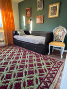 Vintage Green Geometric Romanian Wool Rug, 290x180 cm, view 5