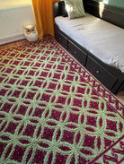 Vintage Green Geometric Romanian Wool Rug, 290x180 cm, view 6