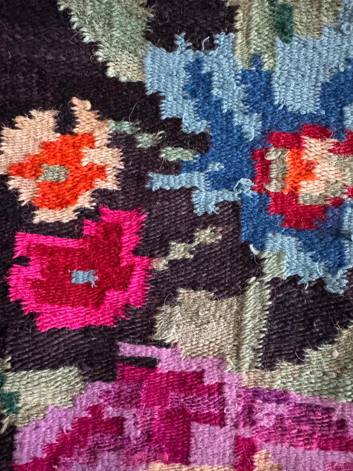 Vintage Black Floral Maramureș Wool Rug, 205x150 cm, view 10
