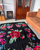 Vintage Black Floral Maramureș Wool Rug, 205x150 cm, view 14