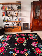 Vintage Black Floral Maramureș Wool Rug, 205x150 cm, view 3