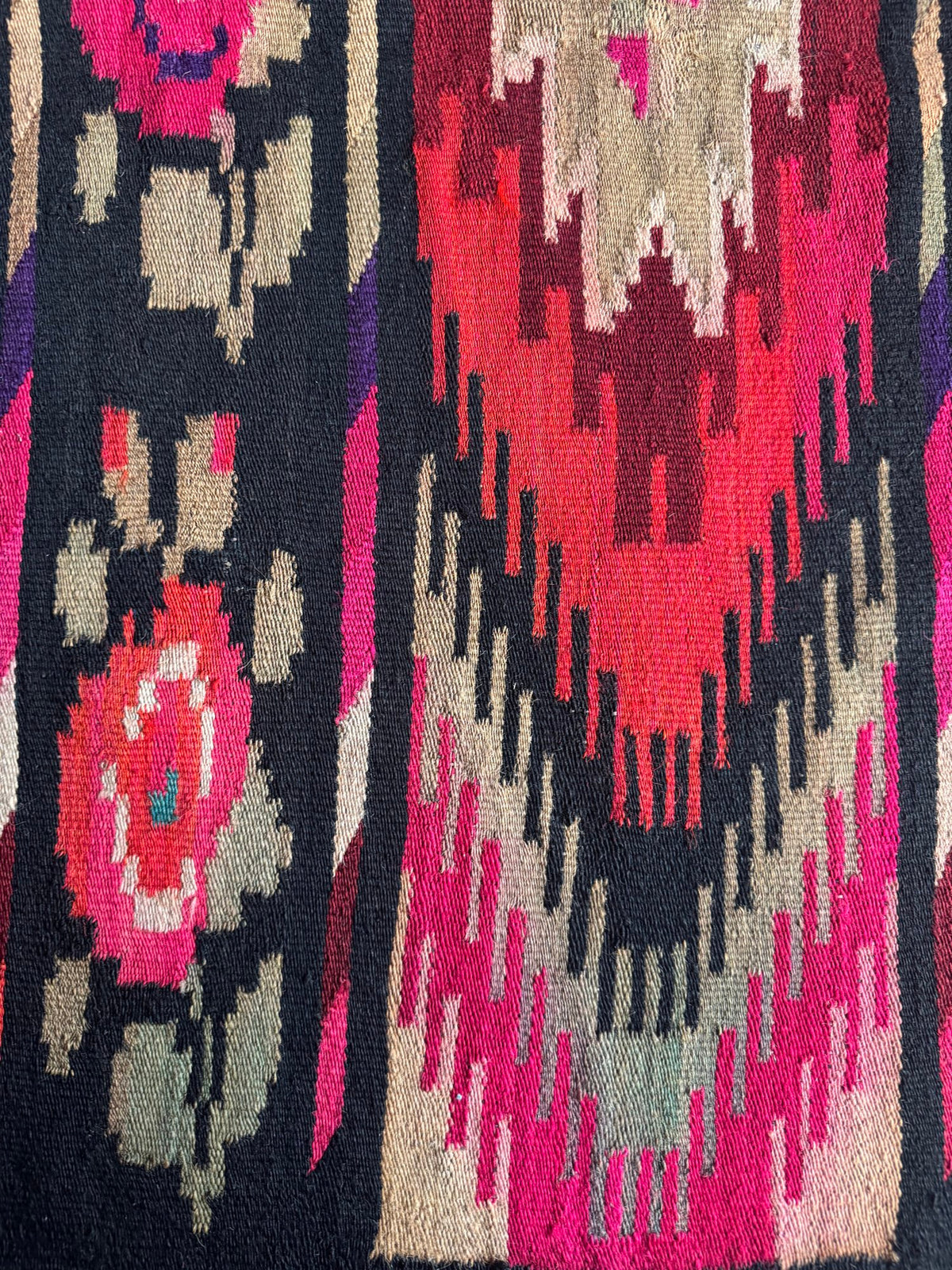 Vintage Geometric Maramureș Wool Kilim Rug, 190x130 cm, view 11