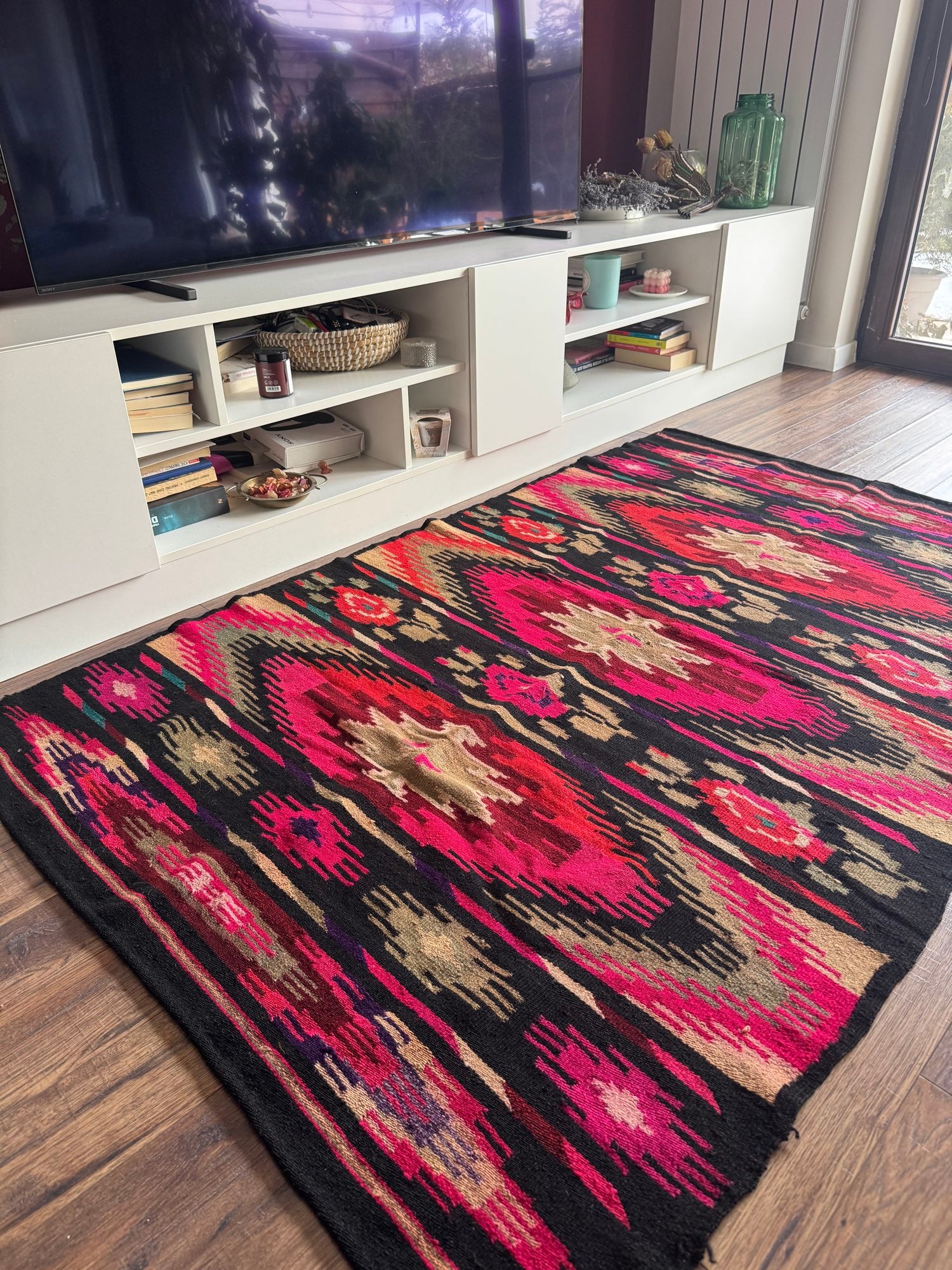 Vintage Geometric Maramureș Wool Kilim Rug, 190x130 cm, view 2