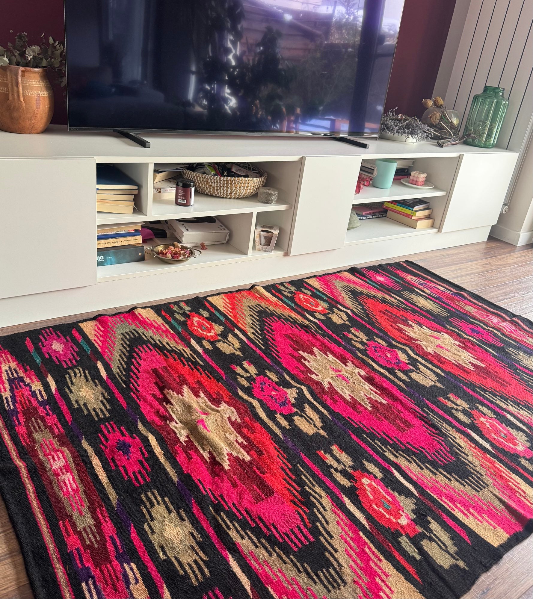 Vintage Geometric Maramureș Wool Kilim Rug, 190x130 cm, view 3