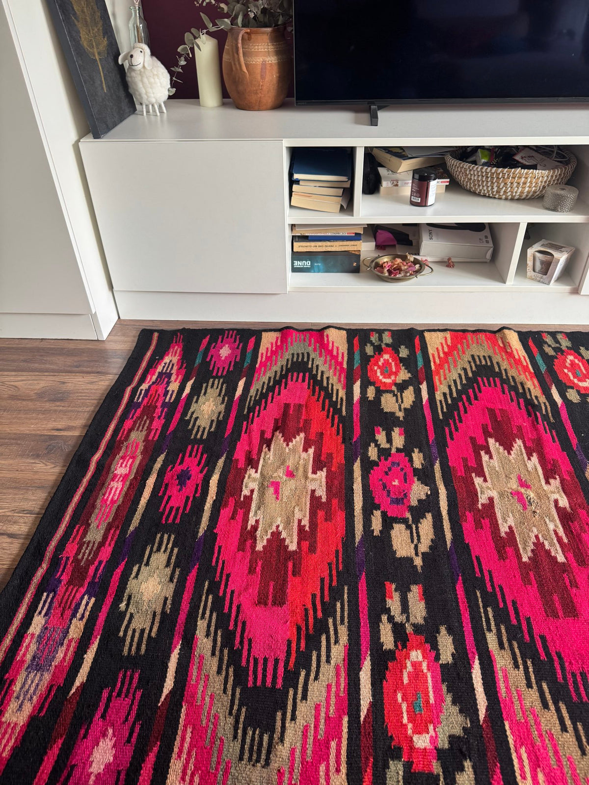 Vintage Geometric Maramureș Wool Kilim Rug, 190x130 cm, view 5