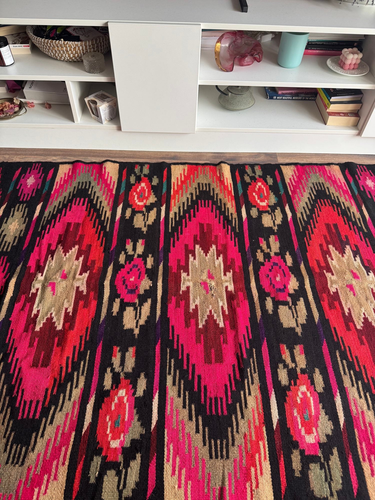 Vintage Geometric Maramureș Wool Kilim Rug, 190x130 cm, view 7