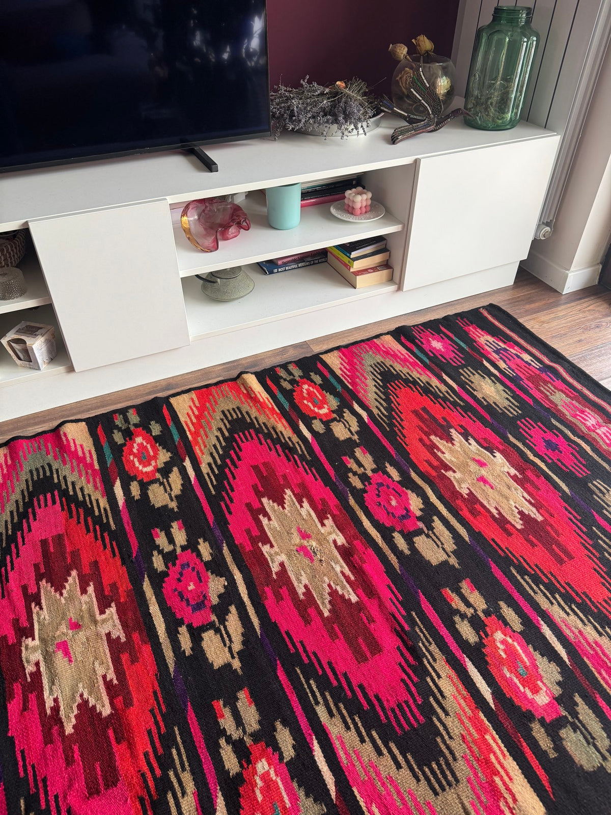 Vintage Geometric Maramureș Wool Kilim Rug, 190x130 cm, view 8