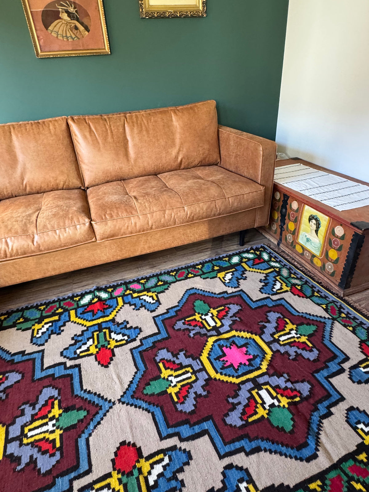 Vintage Geometric Romanian Wool Kilim Runner, 248x136 cm, view 12