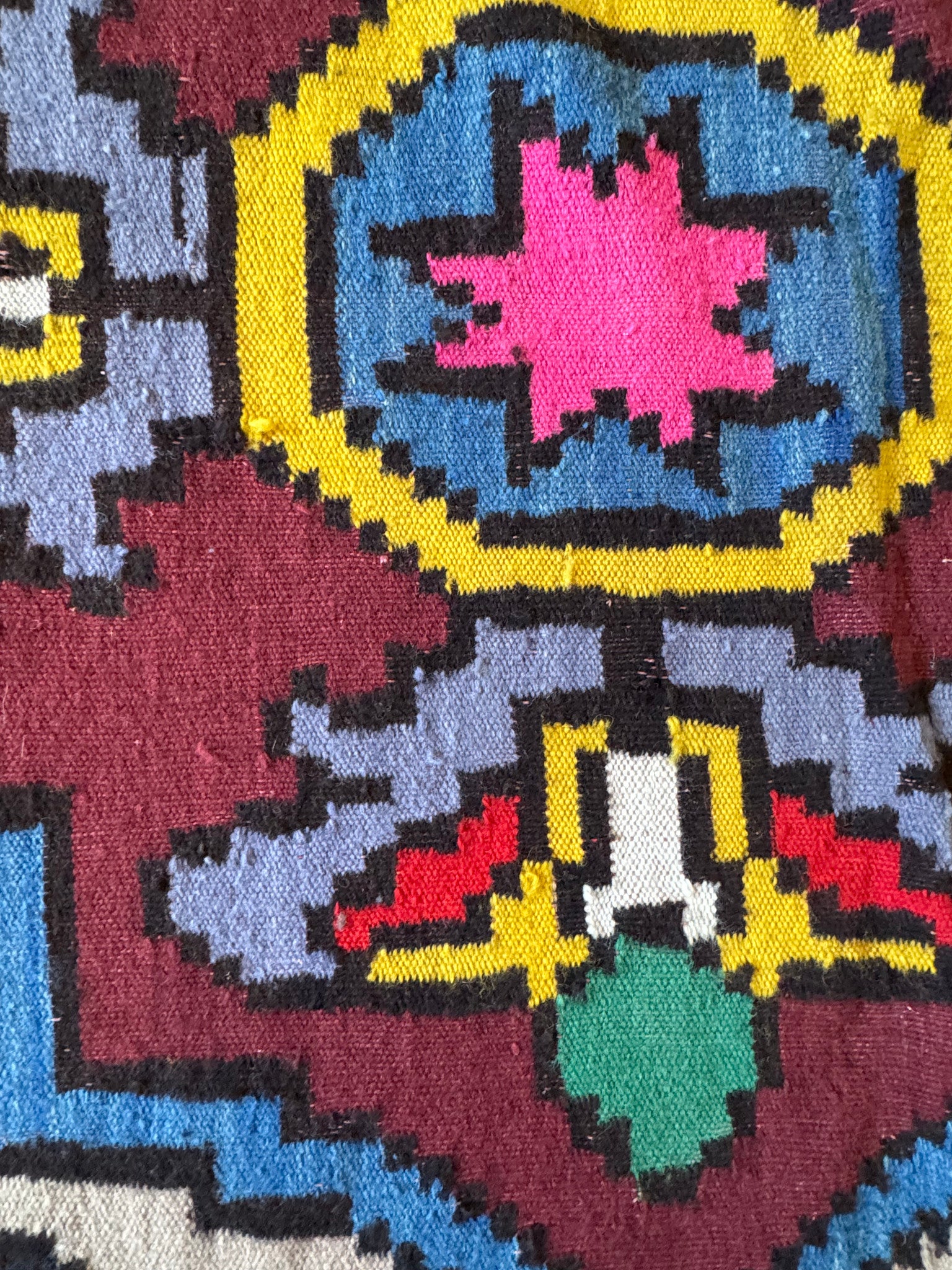 Vintage Geometric Romanian Wool Kilim Runner, 248x136 cm, view 4