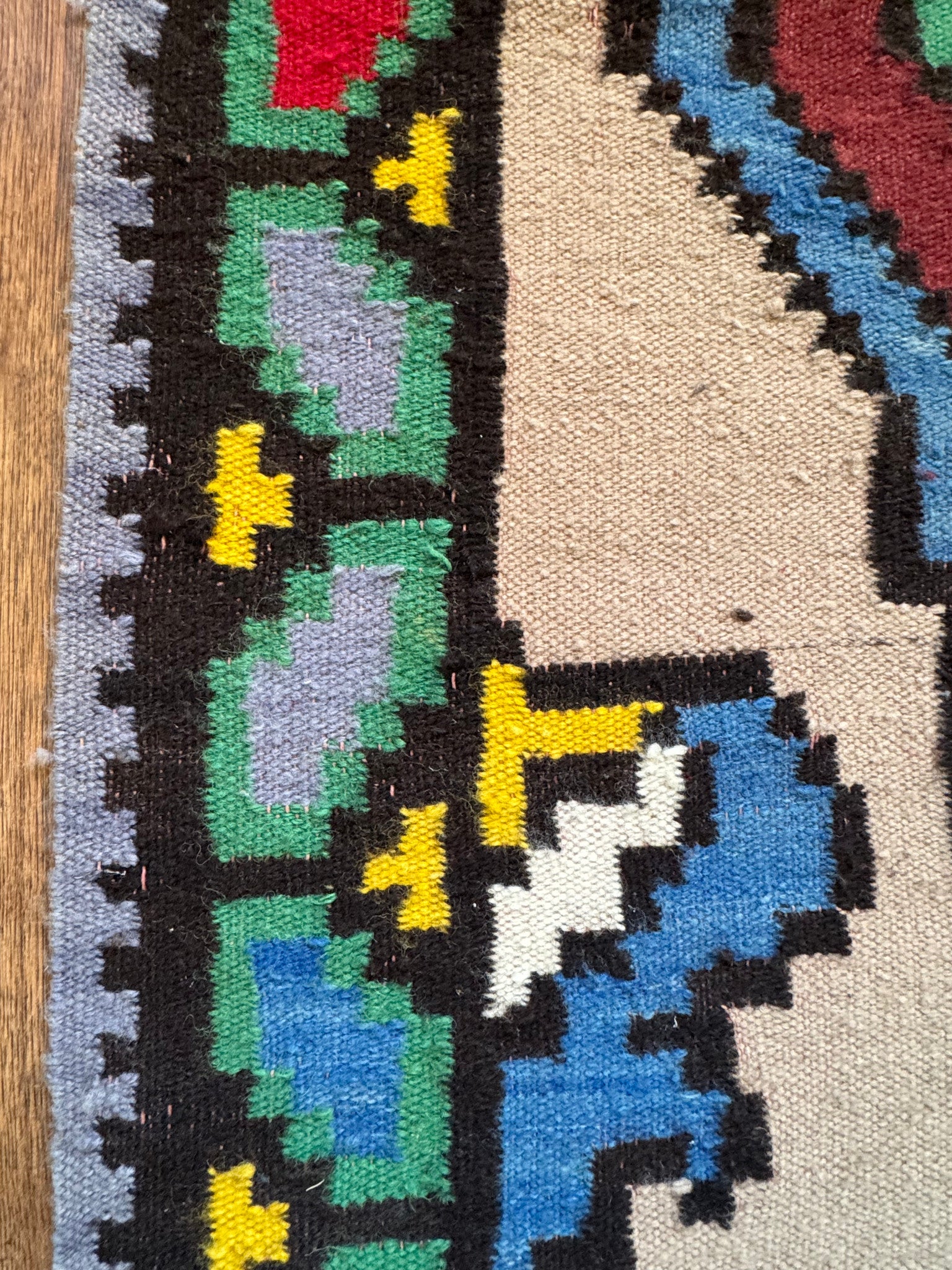 Vintage Geometric Romanian Wool Kilim Runner, 248x136 cm, view 7