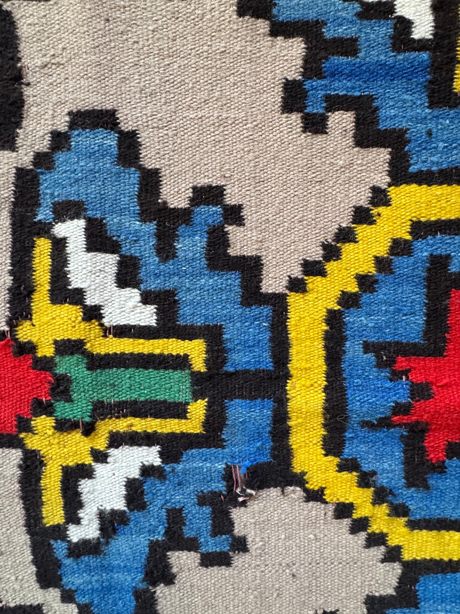 Vintage Geometric Romanian Wool Kilim Runner, 248x136 cm, view 8